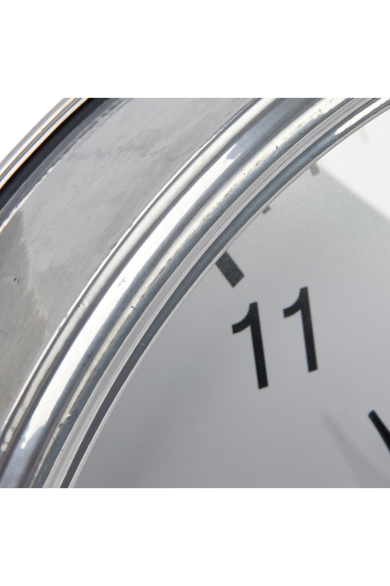 Classic Round Metal Wall Clock, Antique Nickel Finish, Alternate, color, Silver