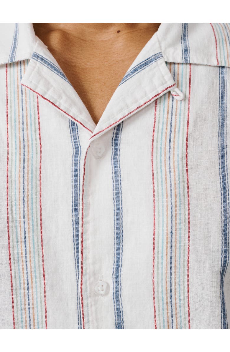 Aubin Abbey Cuban Collar Short Sleeved Shirt, Alternate, color, White Mix Stripe
