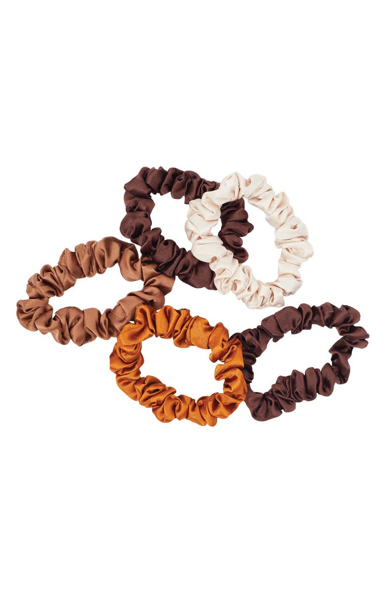 Kitsch 5-Pack Assorted Petite Satin Scrunchies, Alternate, color, Sedona