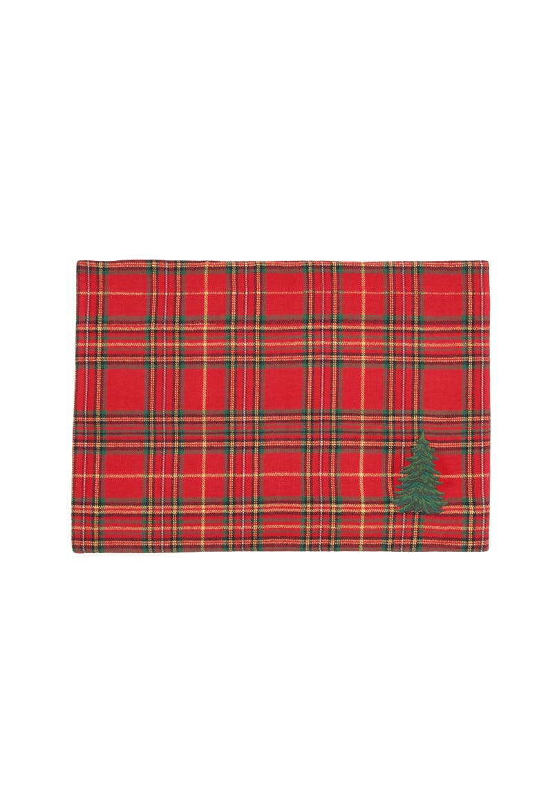 Spruce Tree Plaid Machine Wash Set of 6 Placemats 14" x 20", Alternate, color, Red