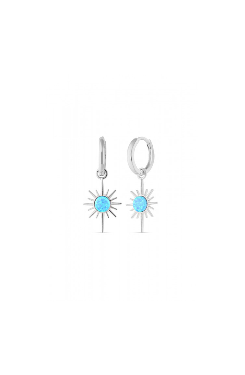 Spero London Blue Opal Northernstar Drop Hoop Earring Sterling Silver, Main, color, Silver