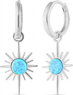Spero London Blue Opal Northernstar Drop Hoop Earring Sterling Silver