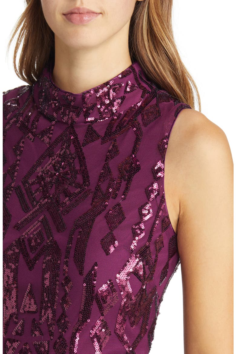 Sequin Sheath Cocktail Dress, Alternate, color, PLUM