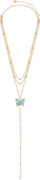 Ettika Multistrand Turquoise & Freshwater Pearl Y-Necklace