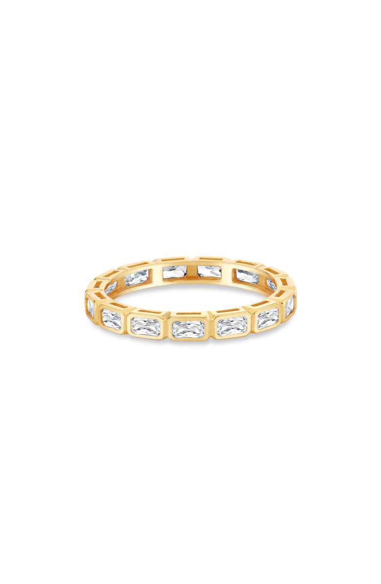 Crislu Baguette-Cut Cubic Zirconia Eternity Band Ring, Alternate, color, 18Kt Yellow Gold / Clear Stone