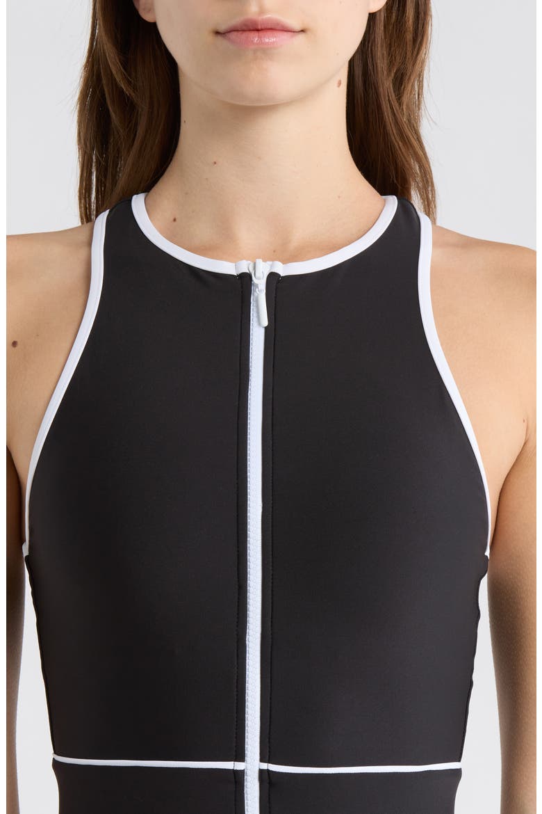 Bali Boho Contrast Binding One-Piece Swimsuit, Alternate, color, BLACK