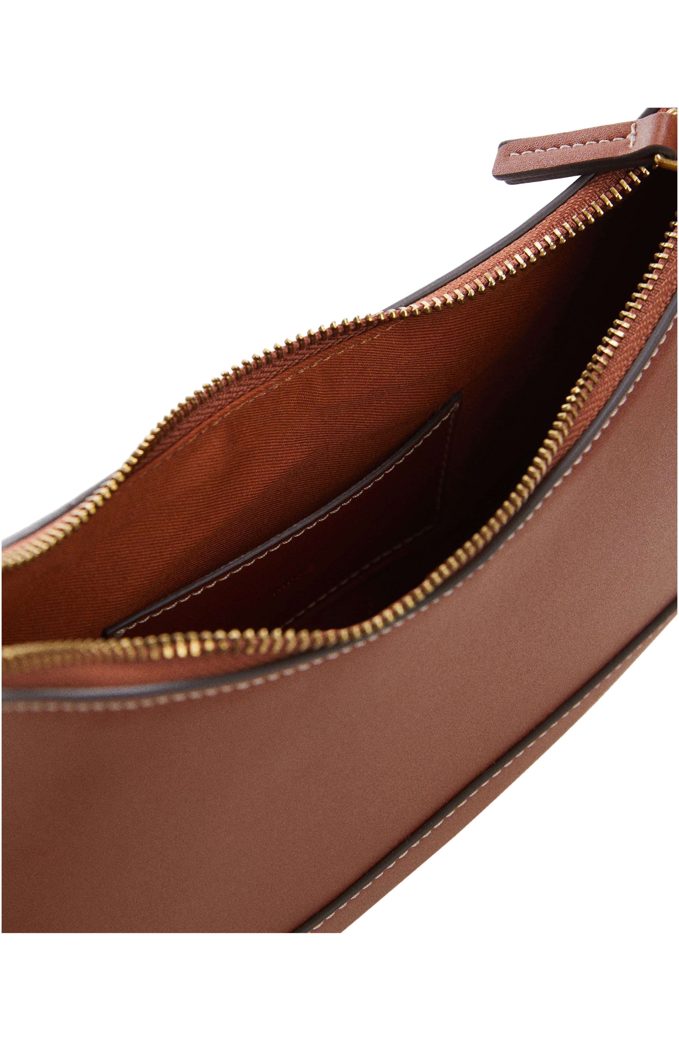 MANGO Oval Faux Leather Shoulder Bag, Alternate, color, Leather