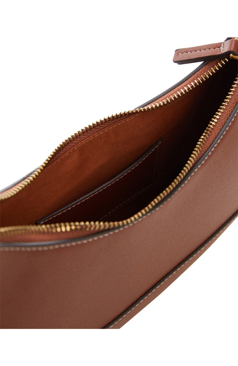 MANGO Oval Faux Leather Shoulder Bag, Alternate, color, Leather