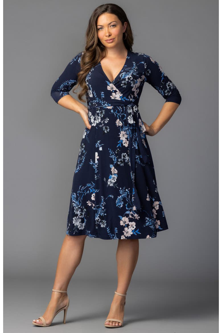Signature Wrap Dress, Alternate, color, French Blue Garden