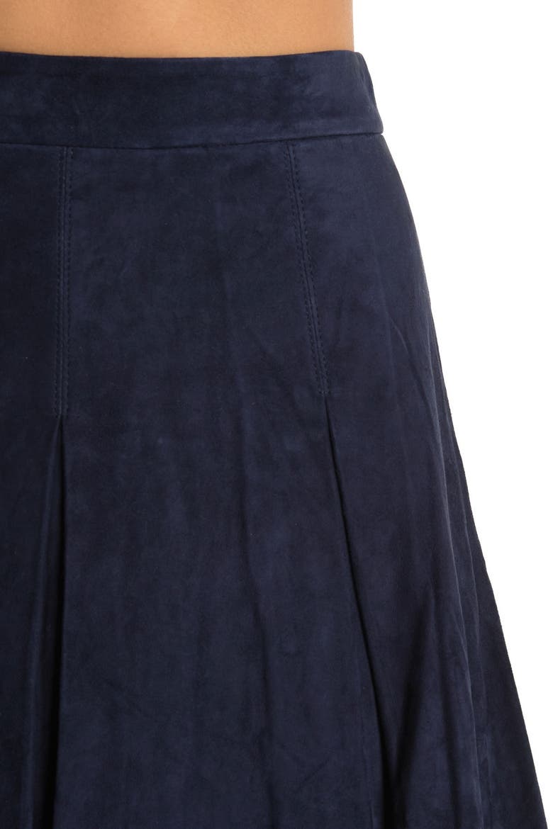 'Lee' Pleated Suede Skirt, Alternate, color, NAVY