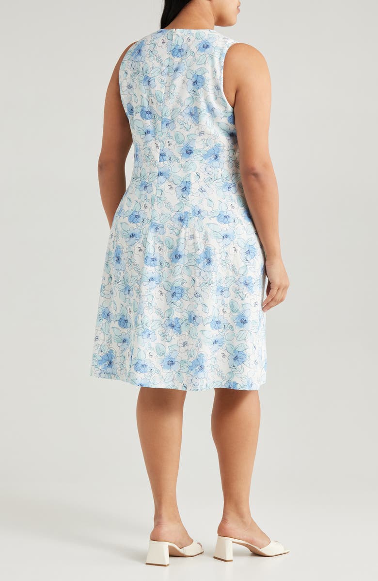 Jones New York Gina Floral Linen Blend Trapeze Dress, Alternate, color,