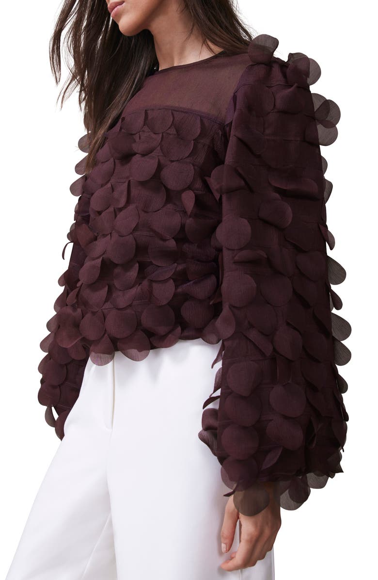 MINT VELVET Textured Disc Top, Alternate, color, Burgundy