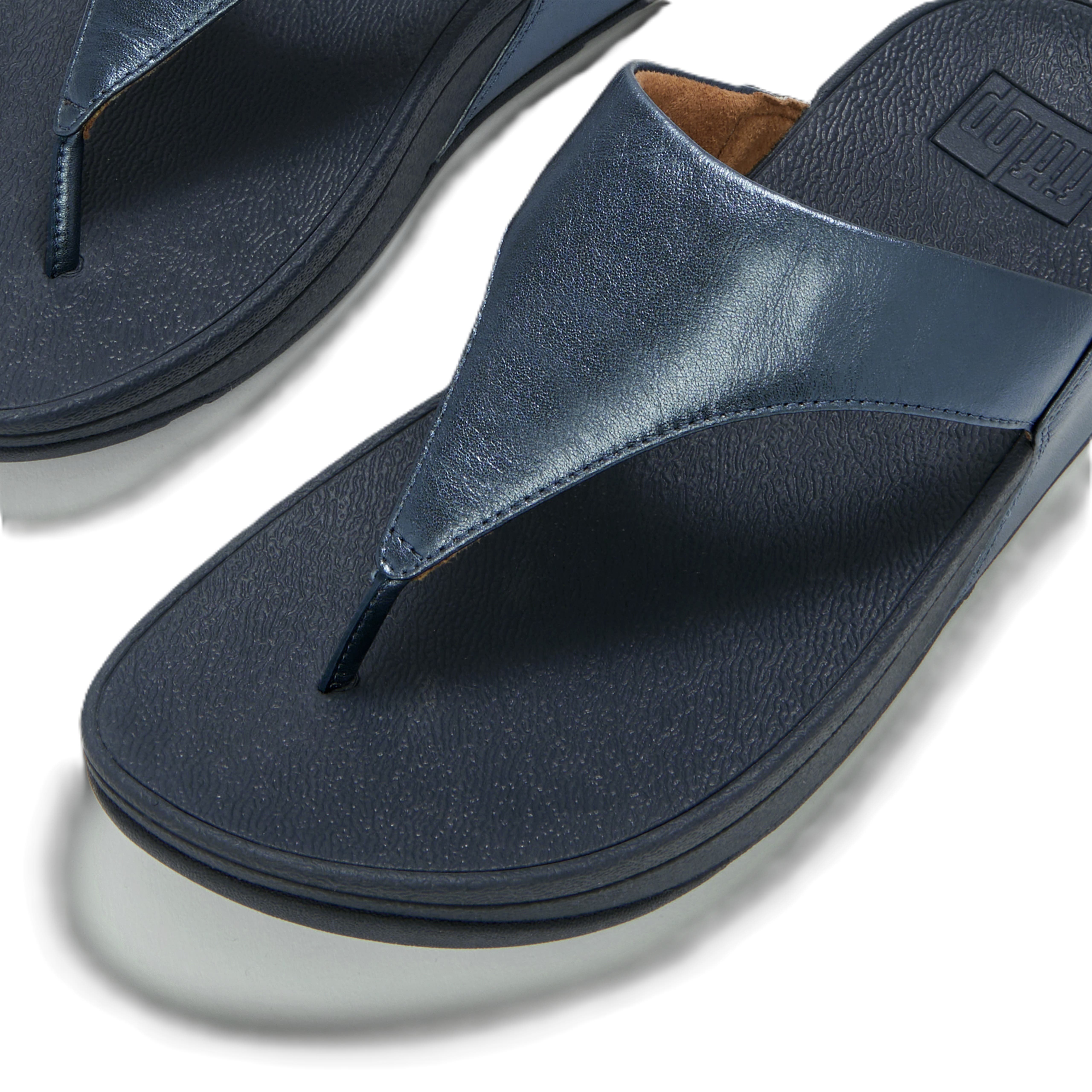 Lulu Leather Toe Post Sandal, Alternate, color, Metallic Cosmic Blue