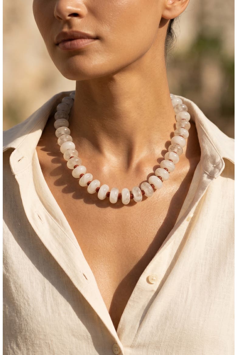 Amalfi Beaded Necklace, Alternate, color, WHITE