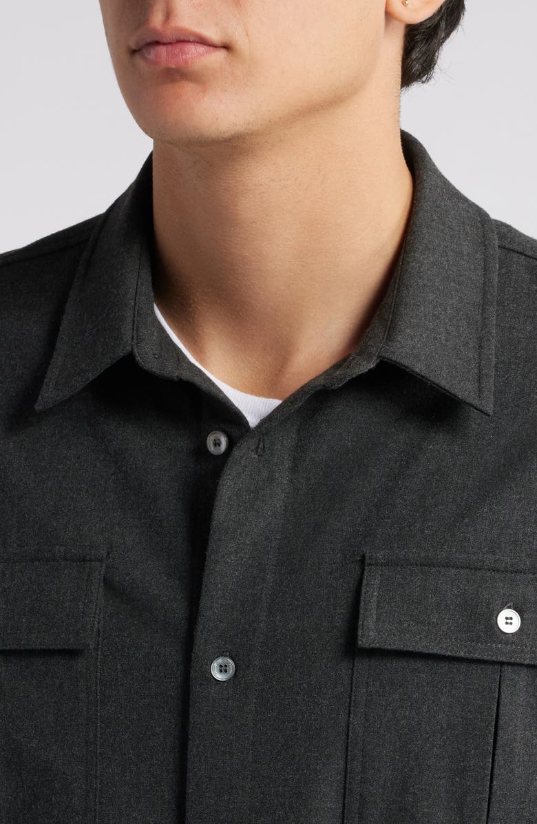 FRAME Classic Stretch Flannel Button-Up Shirt, Alternate, color, Grey Melange
