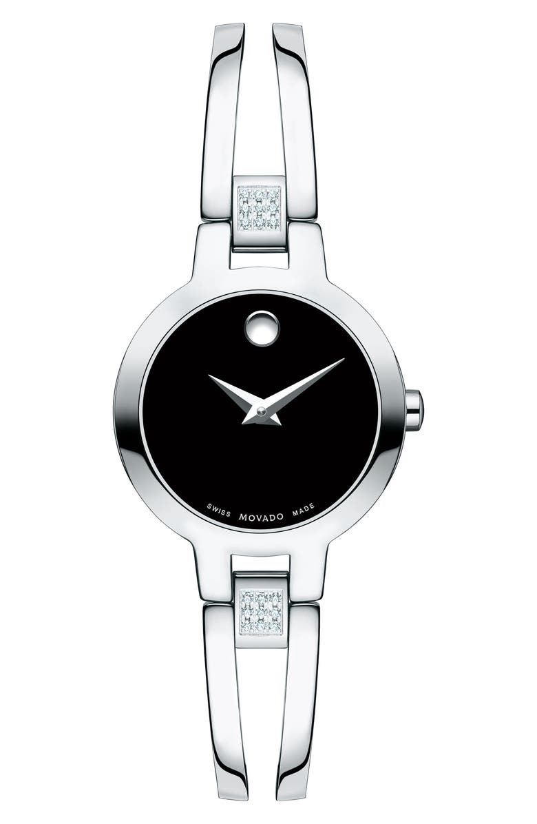Movado Amorosa Diamond Bangle Watch, 24mm, Main, color, 