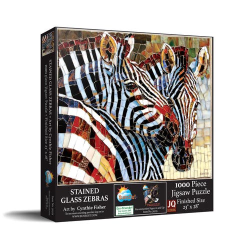 Stained Glass Zebras 1000 piece Jigsaw Puzzle for Adults