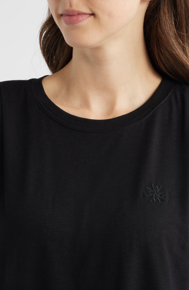 Wit & Wisdom Pleated Cap Sleeve T-Shirt, Alternate, color, Black