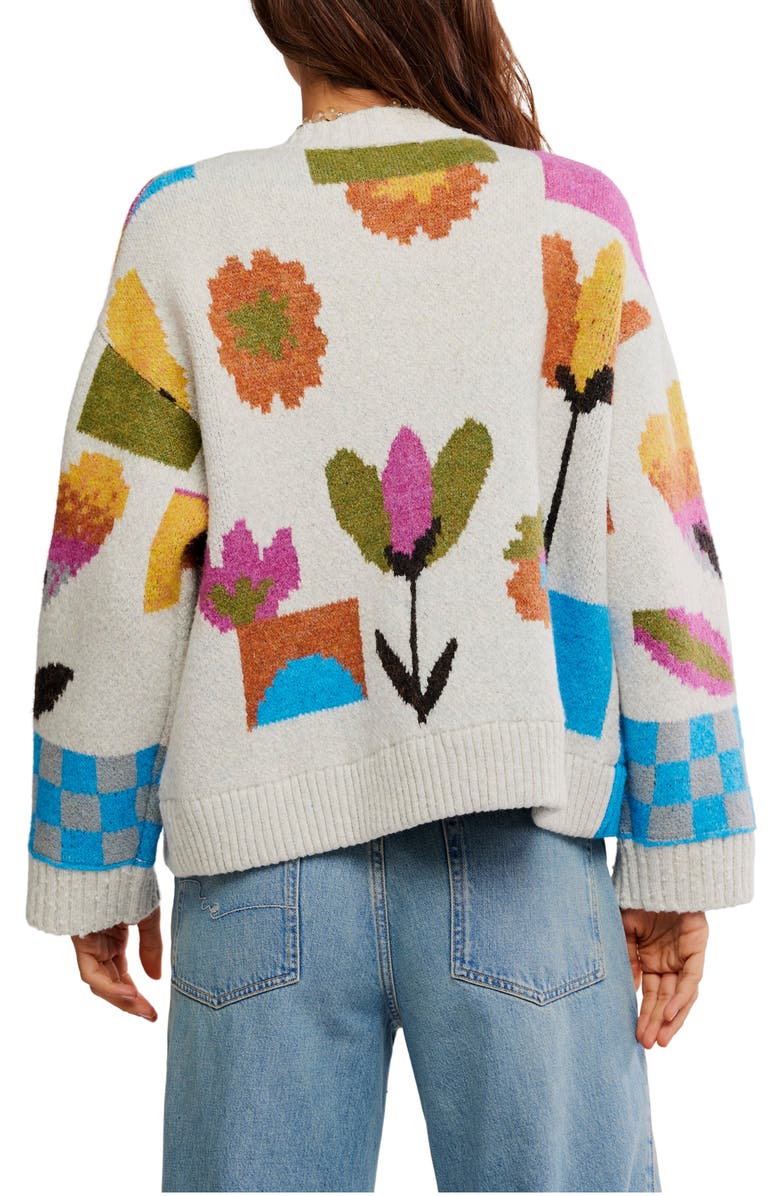 Free People Tulip Whirl Cardigan, Alternate, color, Ivory Combo