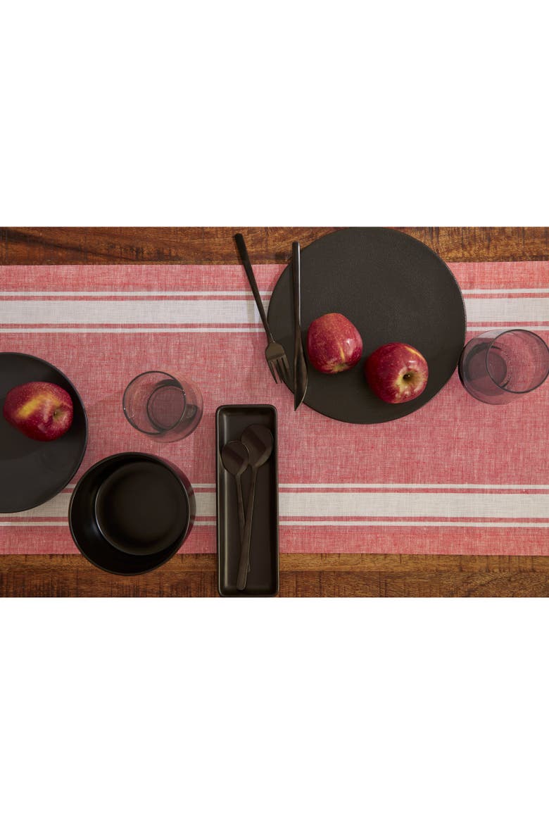 Linen Table Runner - Country Stripe, Alternate, color, Red