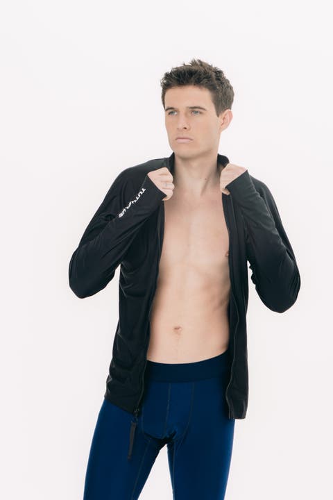 Men's Full Zip-Front Rash Guard Swim Top - UPF 50+