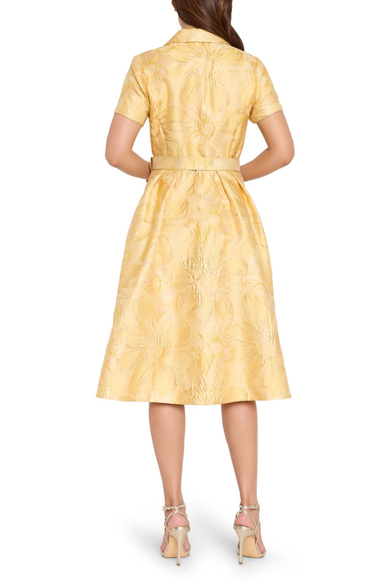 Jacquard Belted Flared Dress, Alternate, color, SUNFLOWERs