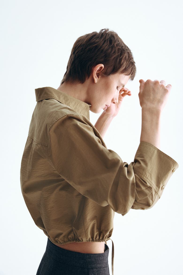 Drawstring Shirt, Alternate, color, Dark beige