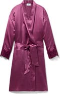 Petite Plume Lace Trim Mulberry Silk Robe