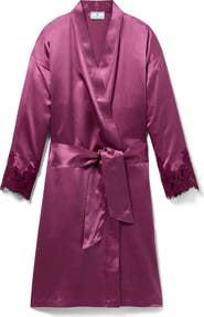 Petite Plume Lace Trim Mulberry Silk Robe