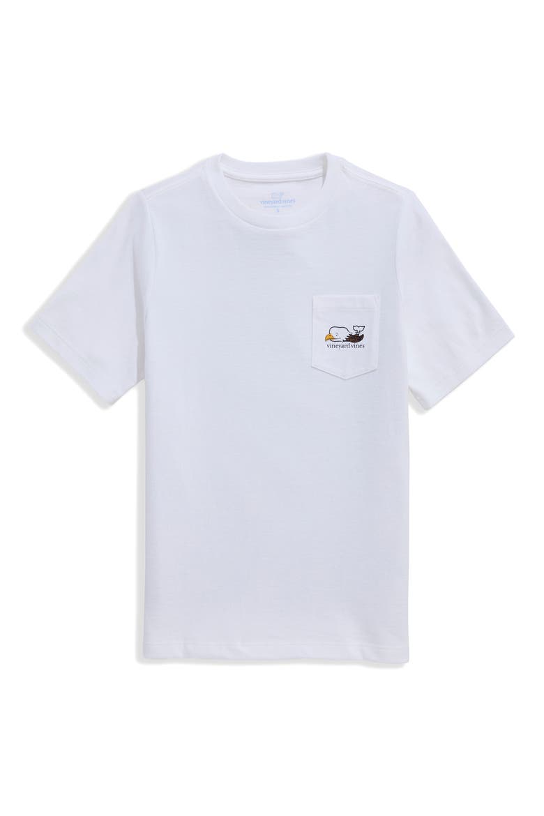 Kids' Bald Eagle Whale Pocket Graphic T-Shirt, Main, color, WHITE CAP