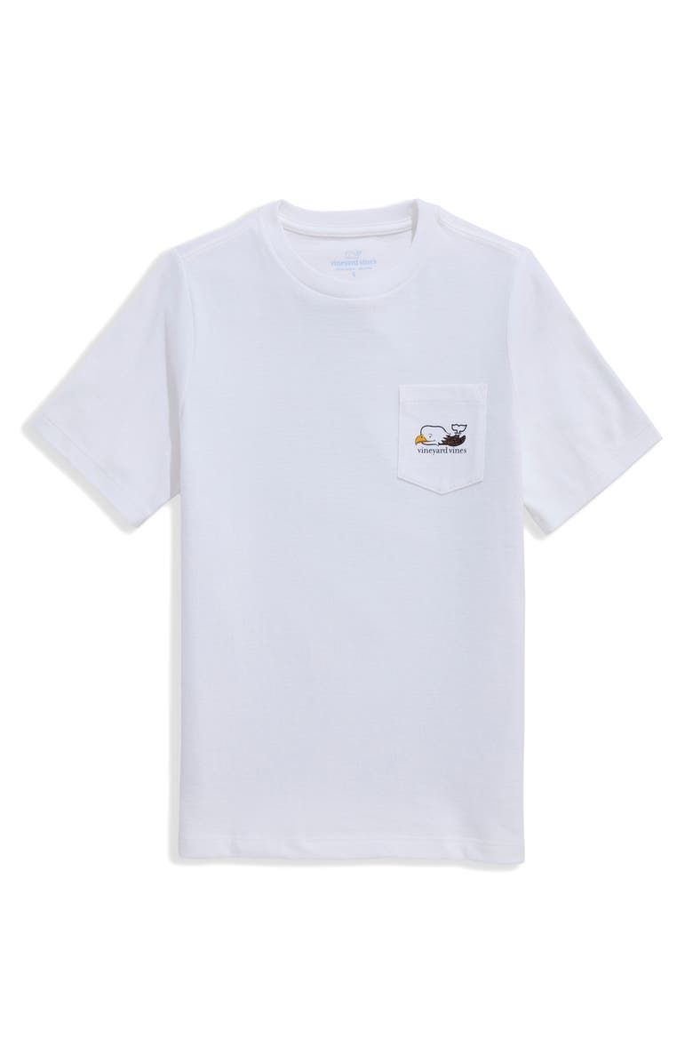 vineyard vines Kids' Bald Eagle Whale Pocket Graphic T-Shirt, Main, color, White Cap