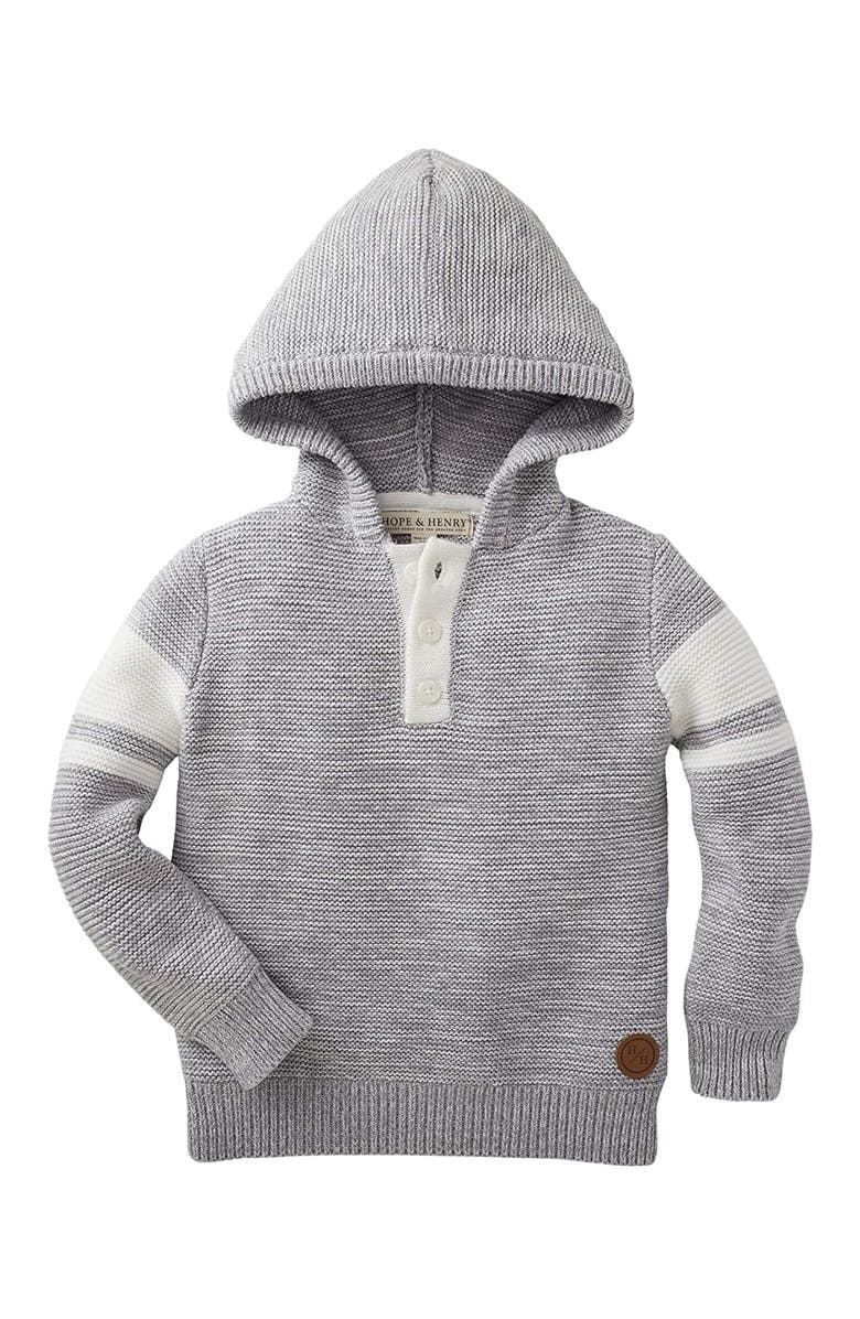 Hope & Henry Baby Boys' Hooded Pullover Sweater, Infant, Main, color, Grey