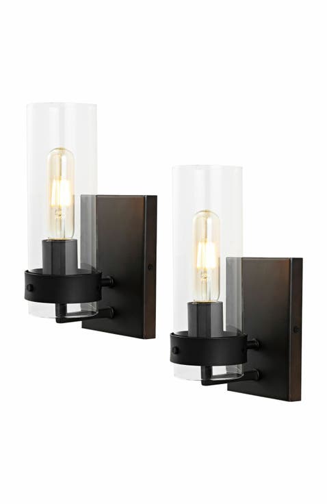 Harper 1-Light Coastal Minimalist Iron/Glass LED Sconce (Set of 2)