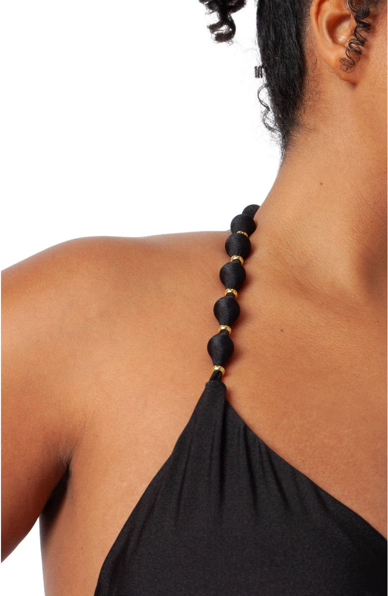Villa Fresca Sole Beaded Bikini Swimsuit Top, Alternate, color, Black