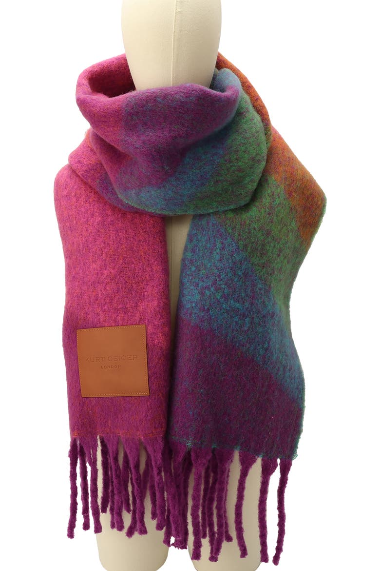 Neon Wave Yarn Dye Fringe Scarf, Alternate, color, NEON RAINBOW