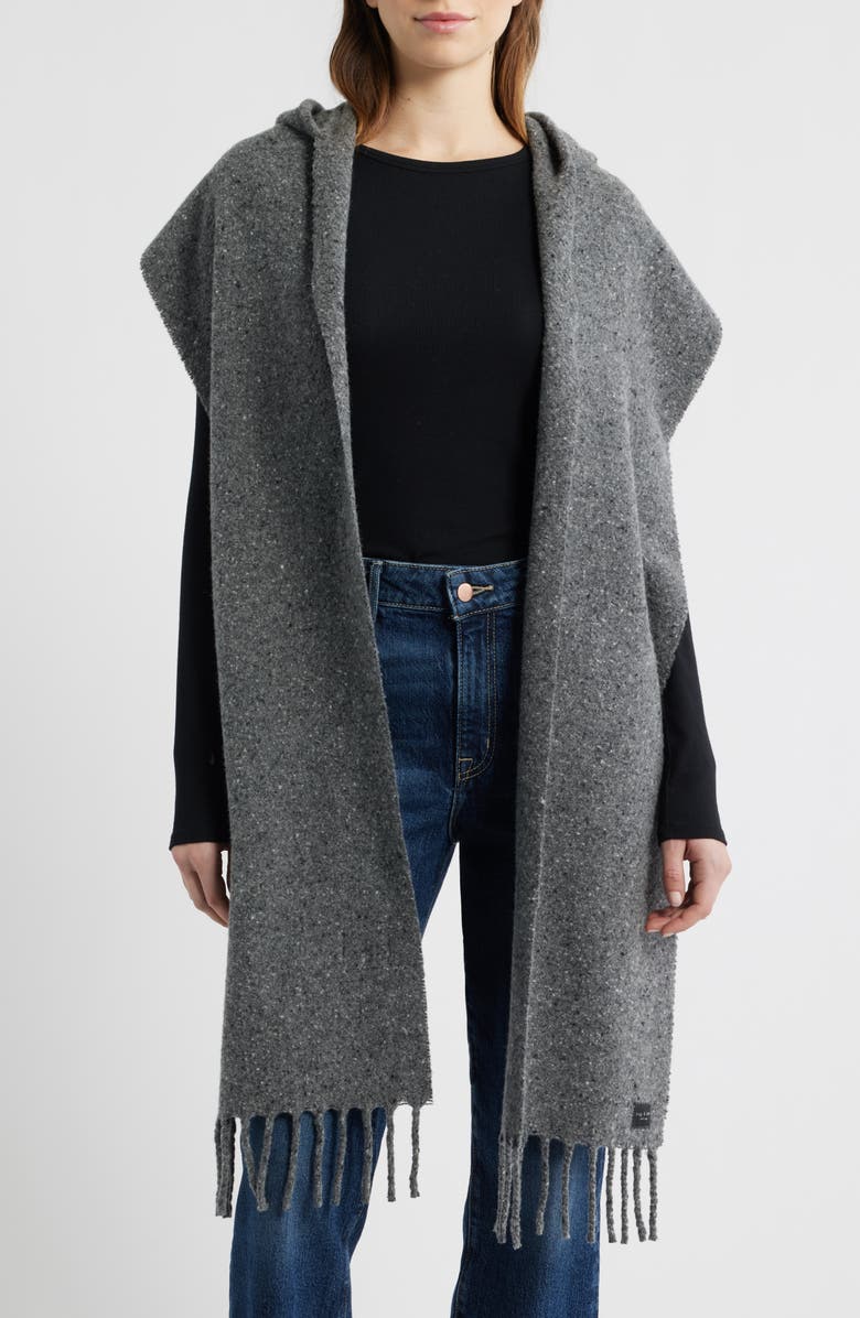 rag & bone Amy Hooded Scarf, Main, color, Charcoal