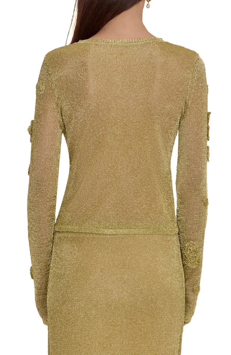 Cult Gaia Kash Sheer Floral Cardigan, Alternate, color, Gold