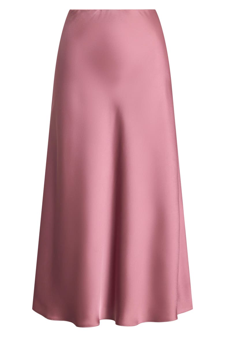 Satin Charmeuse Midi Skirt, Alternate, color, ROSE BLUSH