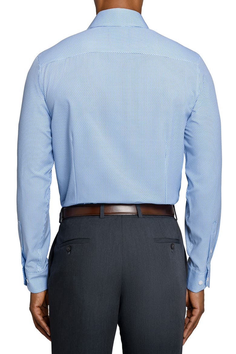 Slim Fit Tile Print Performance Dress Shirt, Alternate, color, WHITE/ BLUE