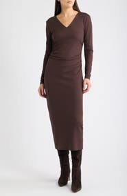 Sam Edelman Side Ruched Long Sleeve Maxi Dress