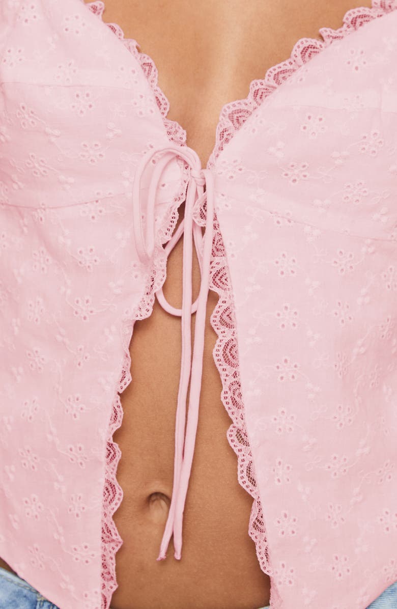 Princess Polly Merrelle Broderie Anglaise Crop Top, Alternate, color, Pink