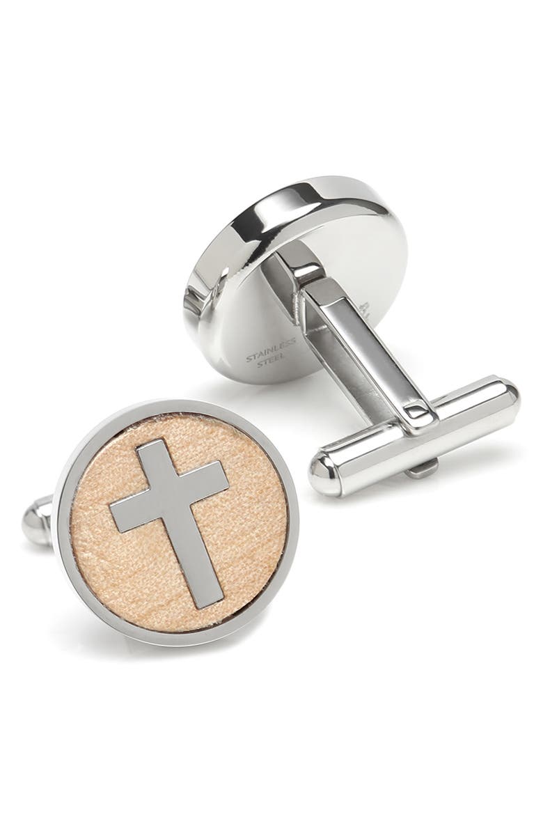 Cufflinks, Inc. Cross Wood Cuff Links, Alternate, color,