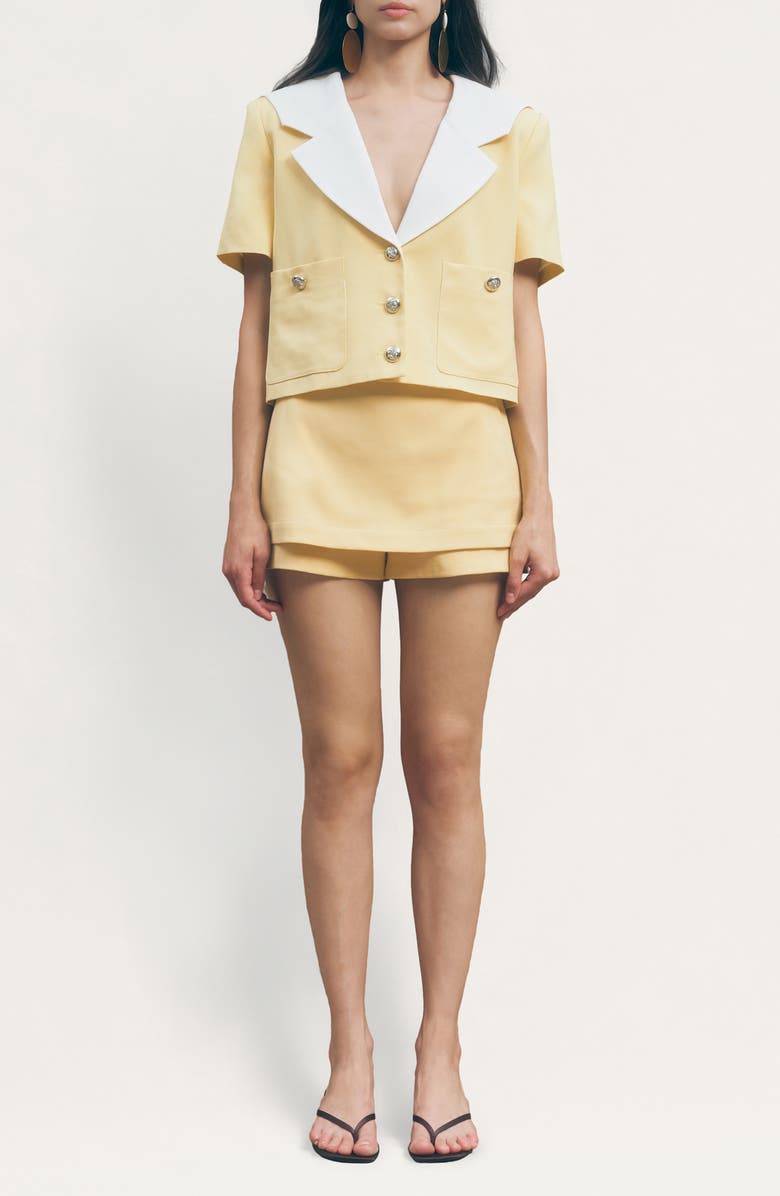 MAUDE CLUB Lennox Short Sleeve Jacket, Alternate, color, Butter Yellow