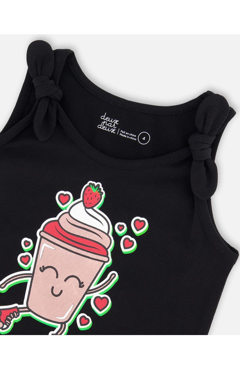 Deux par Deux Little Girl's Organic Cotton Tank Top With Knot Black, Alternate, color, 