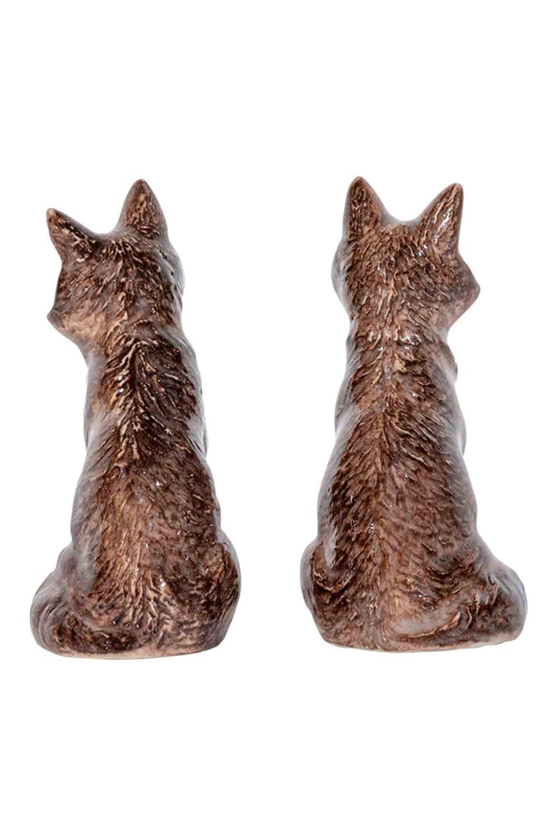 Clever Creatures Fox Salt & Pepper Shaker Set, Alternate, color, WALNUT