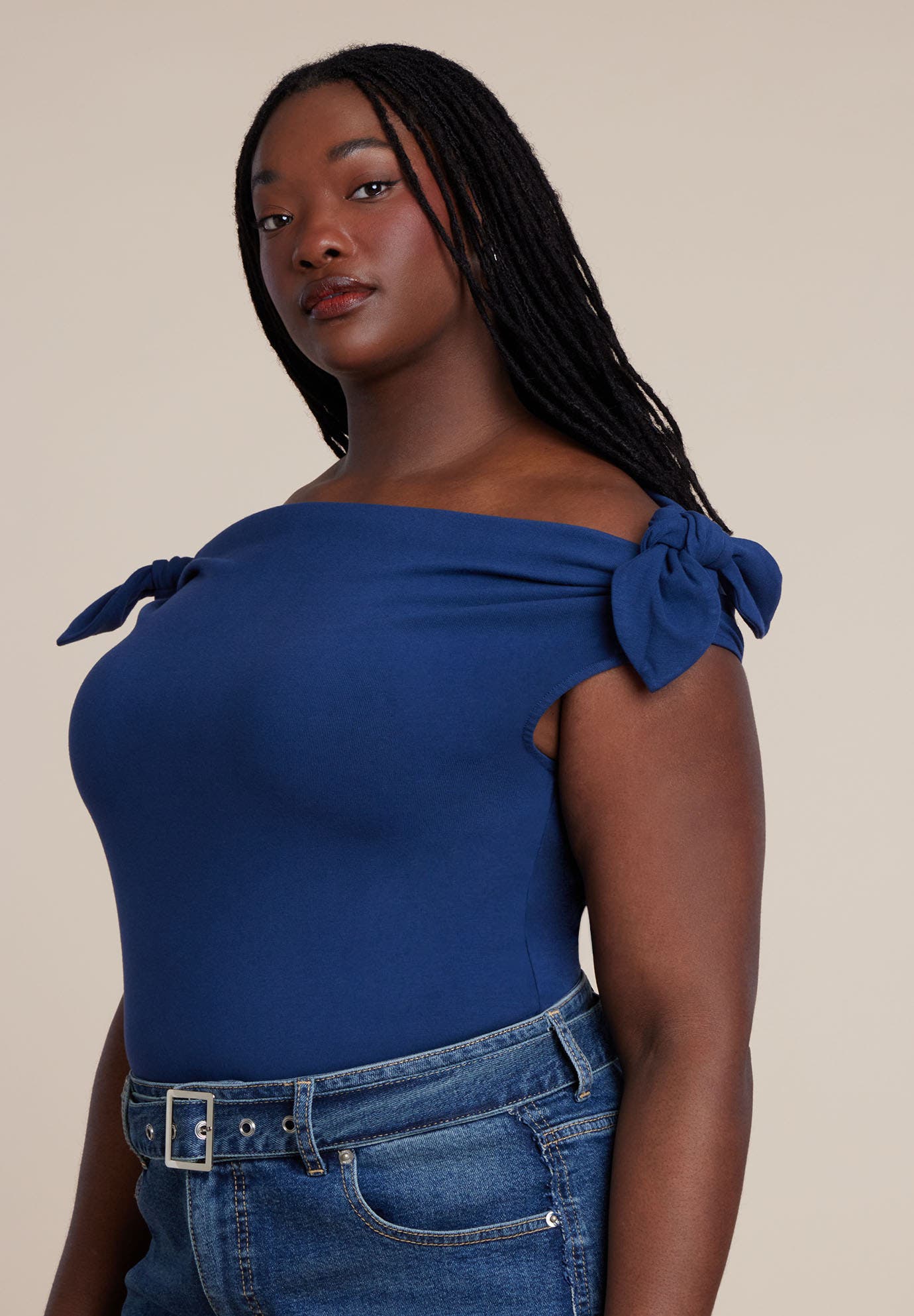 Off Shoulder Top With Ties - image 4