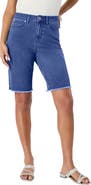 Roaman's Plus Size Frayed Hem Bermuda Jean Shorts