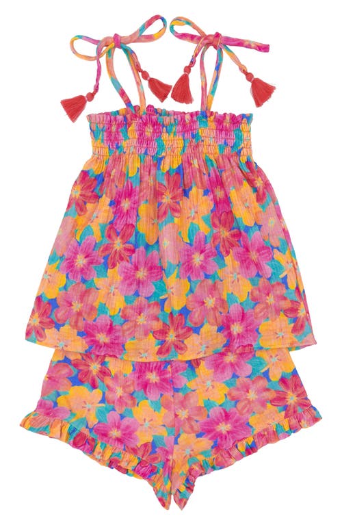 Feather 4 Arrow Kids' Vitamin Sea Cotton Gauze Cover-up Top & Shorts Set In Pink