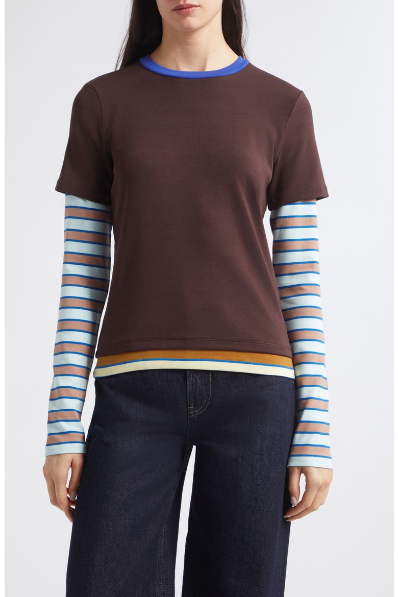 Dillon Layered Tee, Main, color, EARTH/ HORIZON STRIPE
