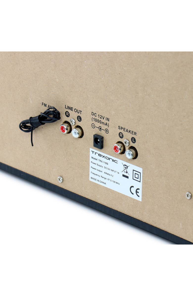 Trexonic 3 Speed Vinyl Turntable Bluetooth Stereo System with CD and Cassette Players, Alternate, color, Black